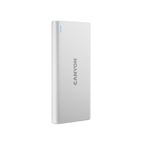 CANYON PB-108 Power bank 10000mAh Li-poly battery, Input 5V/2A, Output 5V/2.1A(Max), 140*68*16mm, 0.230Kg, White Powerbank, mobilā uzlādes iekārta