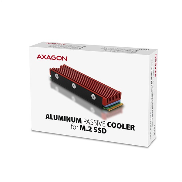 AXAGON CLR-M2 passive - M.2 SSD, 80mm SSD, ALU body, silicone thermal pads ventilators