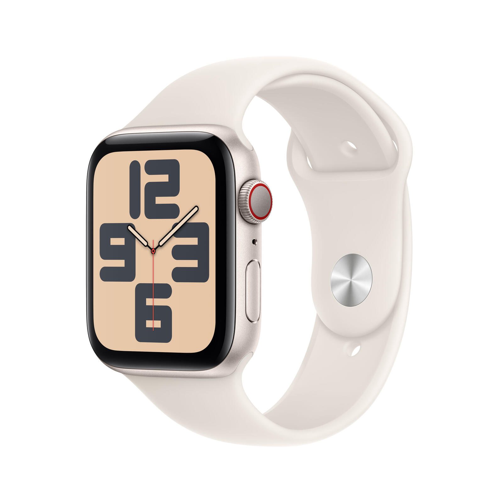 Apple Watch SE (GPS + Cellular) 44mm Aluminiumgehause polarstern, Sportarmband polarstern (S/M) MXGT3QF/A (195949650352) Viedais pulkstenis, smartwatch