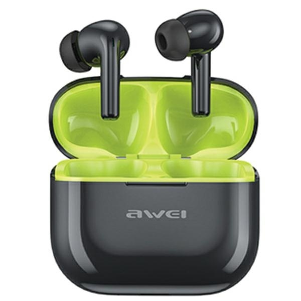 AWEI słuchawki Bluetooth 5.3 T1 Pro + stacja dokująca czarno-zielony|black-green T1 Pro BG (6954284003469) austiņas