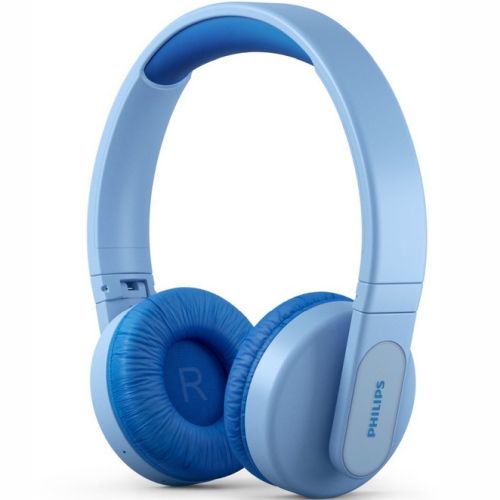 Philips Kids wireless on-ear headphones TAK4206BL/00, Volume limited <85 dB, App-based parental controls, Light-up ear cups, Blue austiņas