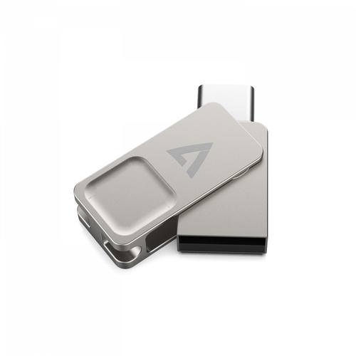 V7 64GB TYPE-C+USB 3.2 GEN1 SILVER USB A FLASH DRIVE + TYPE-C USB Flash atmiņa