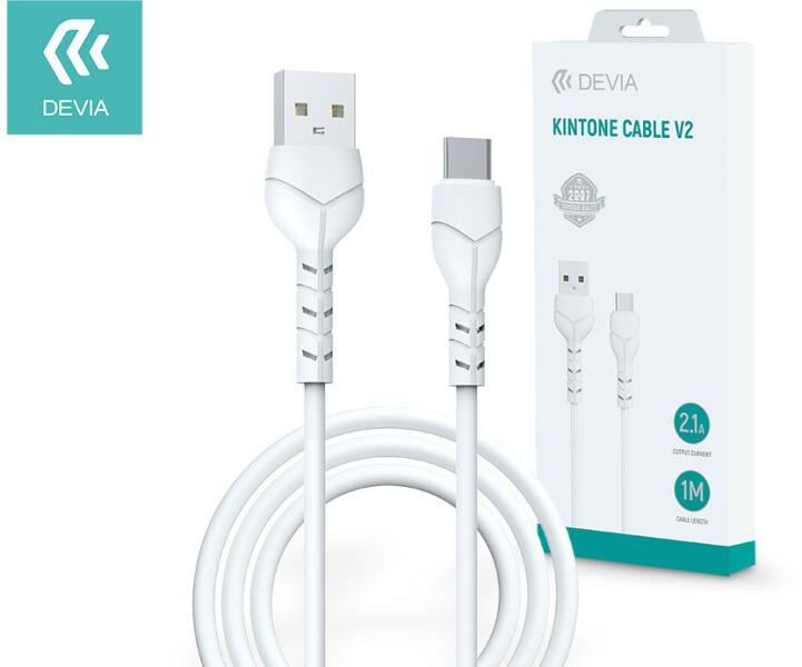 Devia cable Kintone USB - USB-C 1,0 m 2,1A white USB kabelis