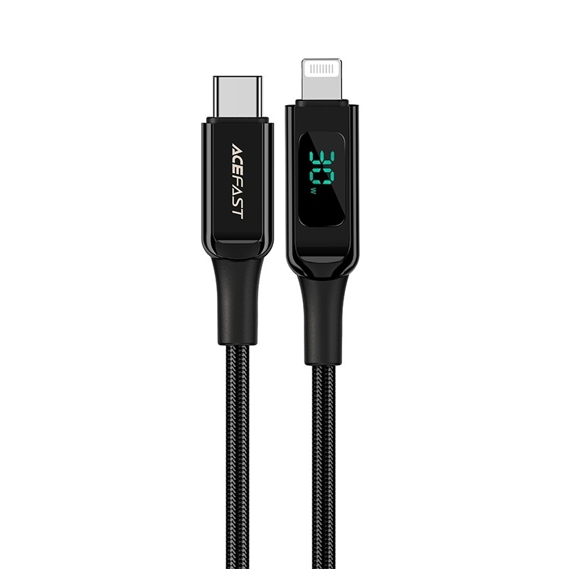 Kabel USB Acefast USB-C - Lightning 1.2 m Czarny (6974316281030) USB kabelis