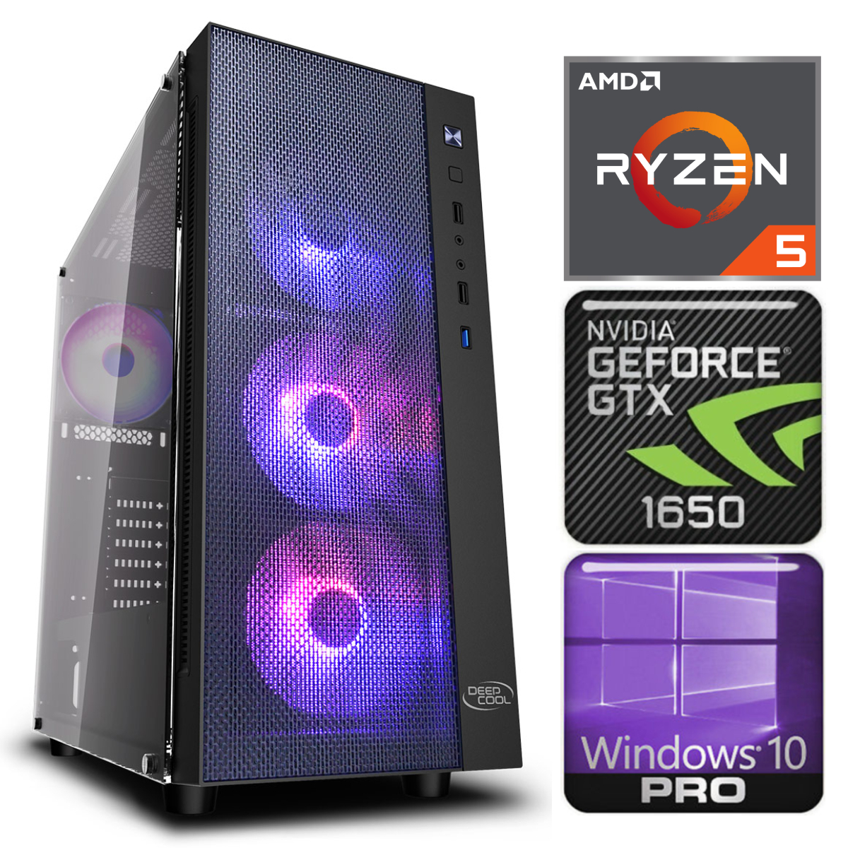 INTOP Ryzen 5 3600 8GB 240SSD M.2 NVME GTX1650 4GB WIN10Pro RW18724 (EAN411518724) dators