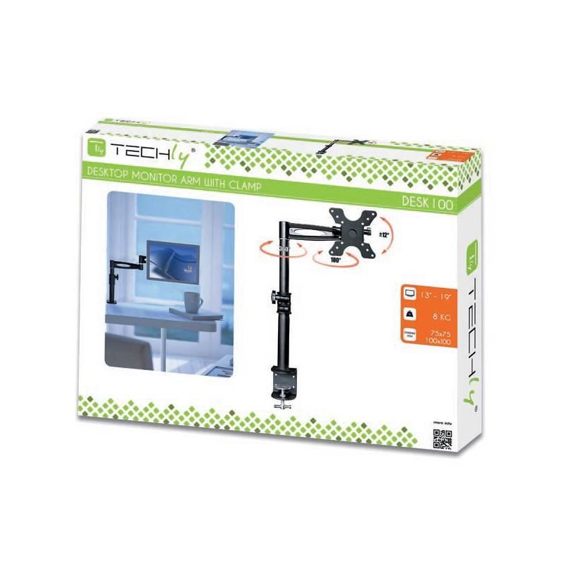 Techly Desk LED/LCD monitor arm 13''-27'' 8kg VESA adjustable, black aksesuārs portatīvajiem datoriem