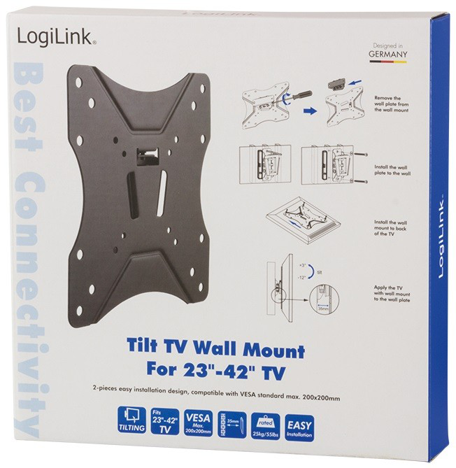 LogiLink BP0005 TV-Wandhalterung 23-42" neigbar / max. 25kg Belastung TV stiprinājums