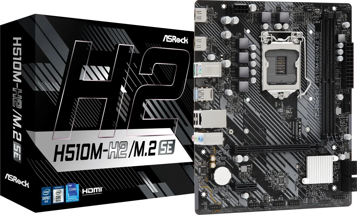 ASRock H510M-H2/M.2 SE          1200 mATX 2xHDMI        DDR4 retail pamatplate, mātesplate