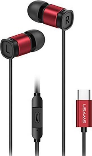 USAMS Słuchawki stereo EP-46 USB-C czerwony|red 1,2m HSEP4604 austiņas