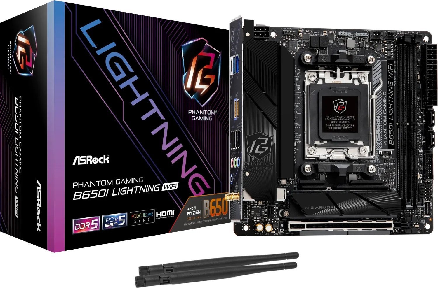 ASRock Phantom Gaming B650I Lightning WiFi - motherboard - mini ITX - Socket AM5 - AMD B650 pamatplate, mātesplate