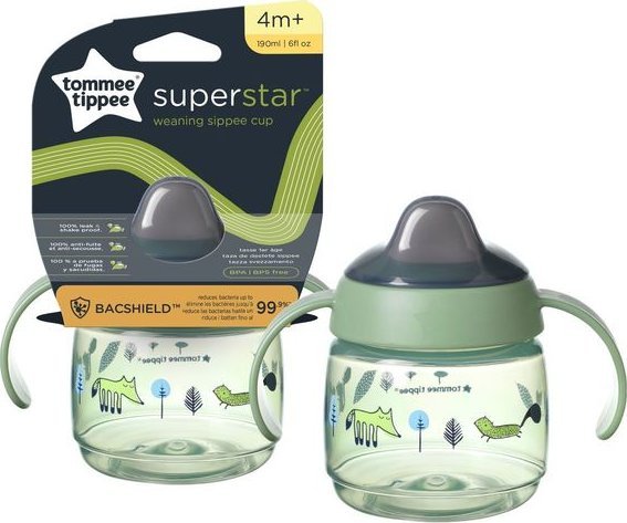 Tommee Tippee 478269 KUBEK SUPERSTAR Z UCHYTAMI 190ML 4+ ZIELONY AK-39473 (5010415478269)