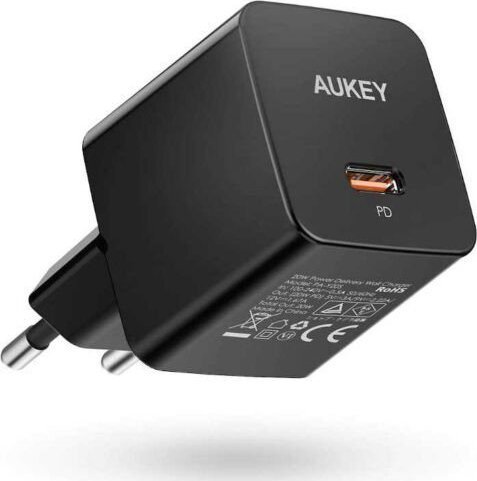 Mini ladowarka sieciowa PA-Y20S Black 1xUSB-C 20W PD Power Delivery iekārtas lādētājs