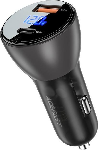 Acefast Car Charger 63W USB Type C / USB, PD3.0, PPS, QC3.0, AFC, FCP, SFCP black (B6 black) iekārtas lādētājs