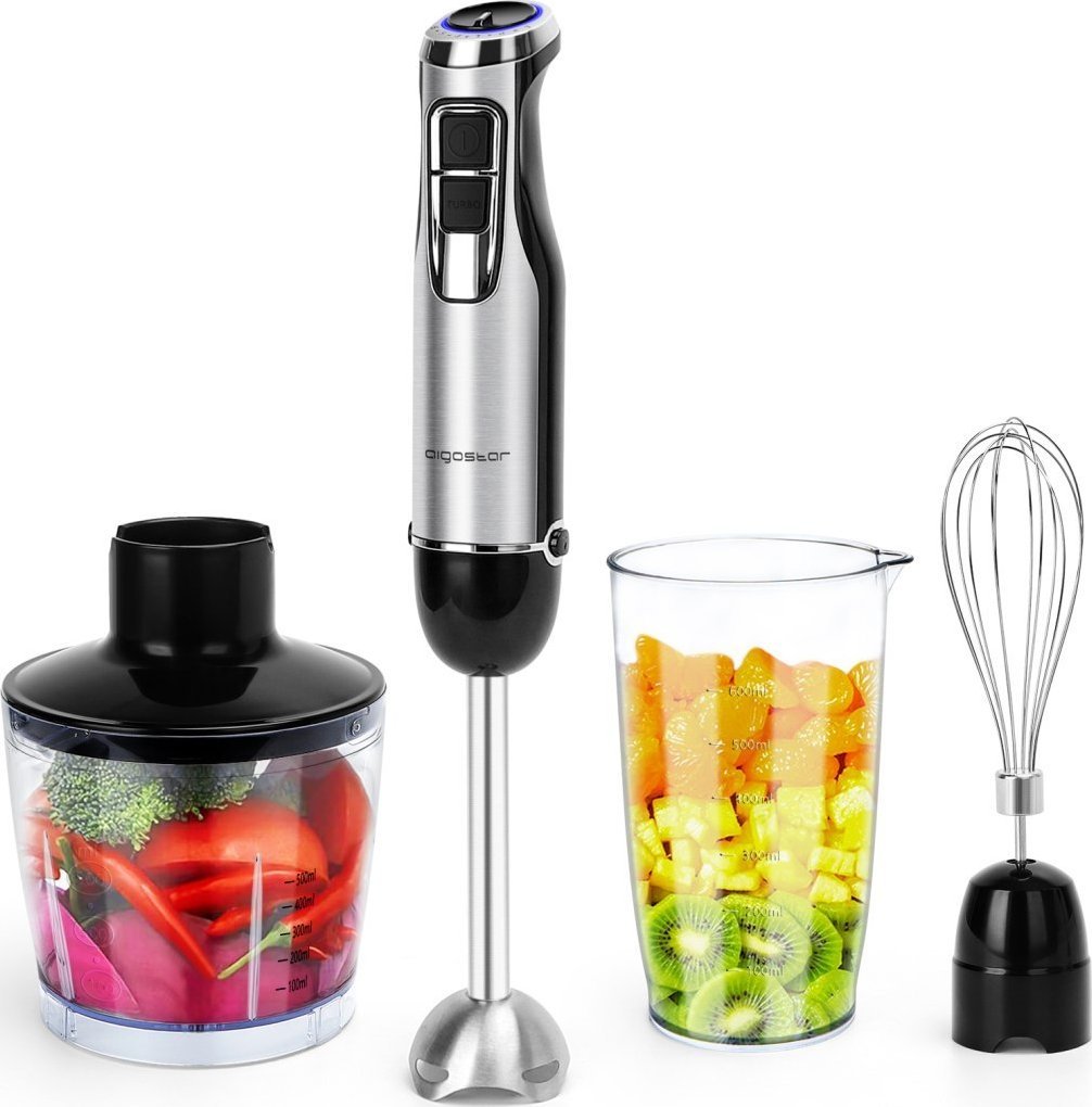 Blender Aigostar  Hand Blender Set Stainless Steel 1000W golden and Blackoffline VDE / Buckle B30201CUC (8433325295899) Blenderis