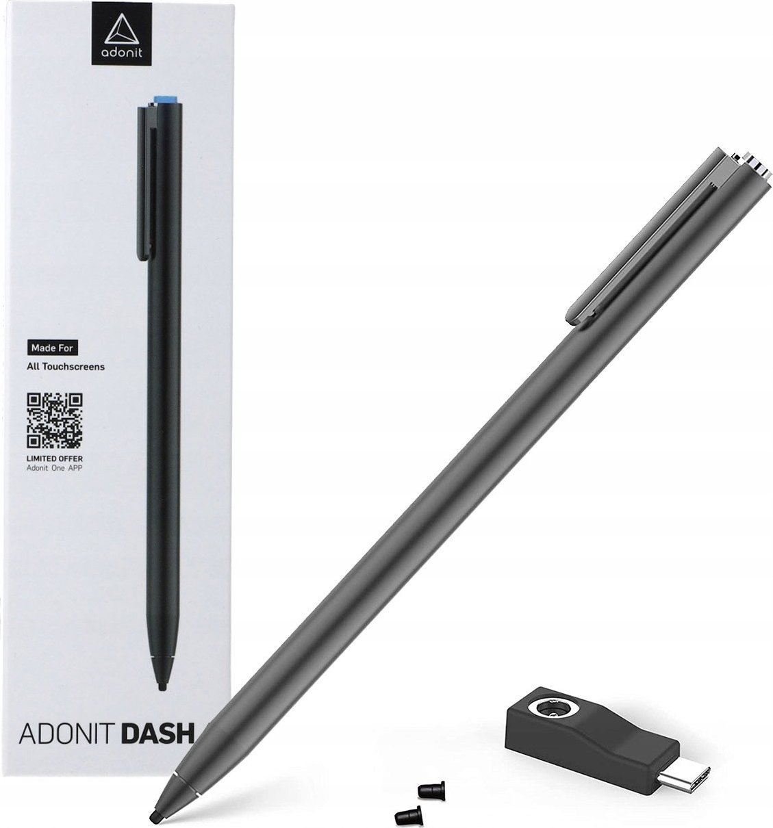 Adonit Dash 4 - Handy/Smartphone - Schwarz - All Apple and Android devices - Aluminium - Kunststoff - Eingebaut - 15 h (ADJD4B) 847663023843 Planšetes aksesuāri