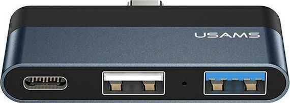 Adapter USB Usams US-SJ490 USB-C - USB + USB-C Szary  (6958444945613) 6958444945613 (6958444945613)