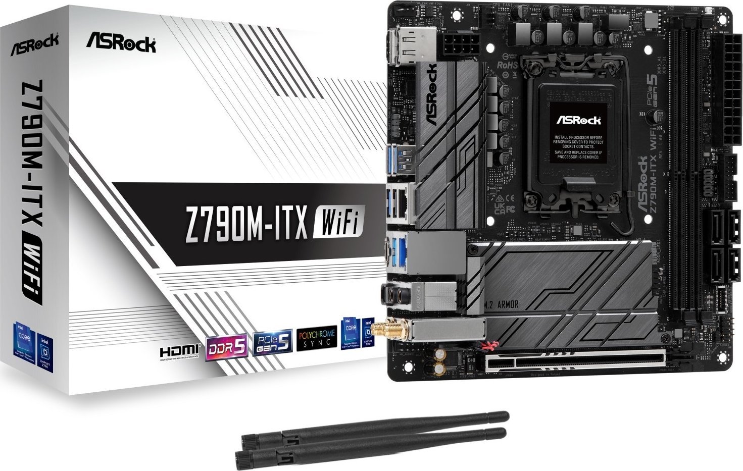 MB ASRock Intel 1700 Z790M-ITX/WIFI pamatplate, mātesplate