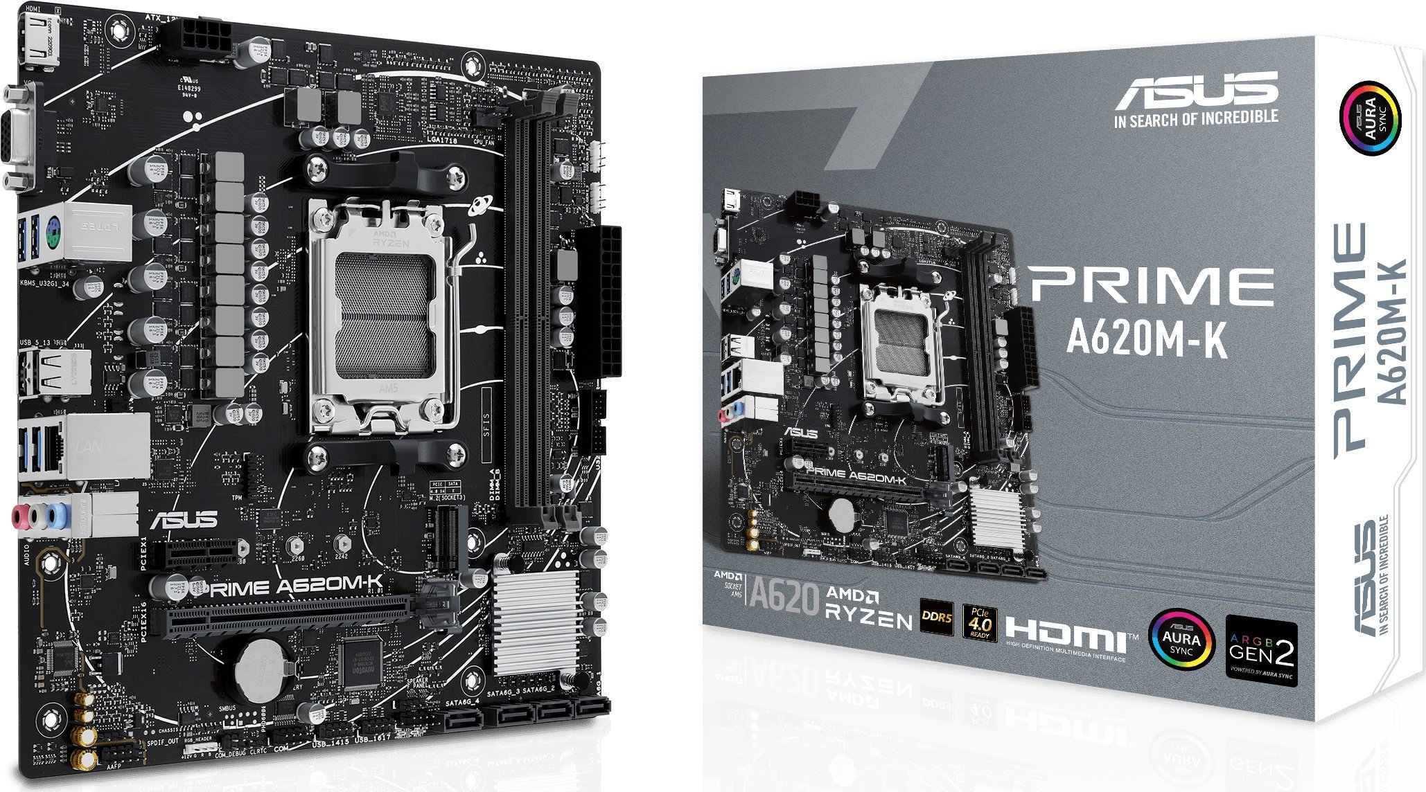 ASUS PRIME A620M-K AM5 DDR5 mATX MB pamatplate, mātesplate