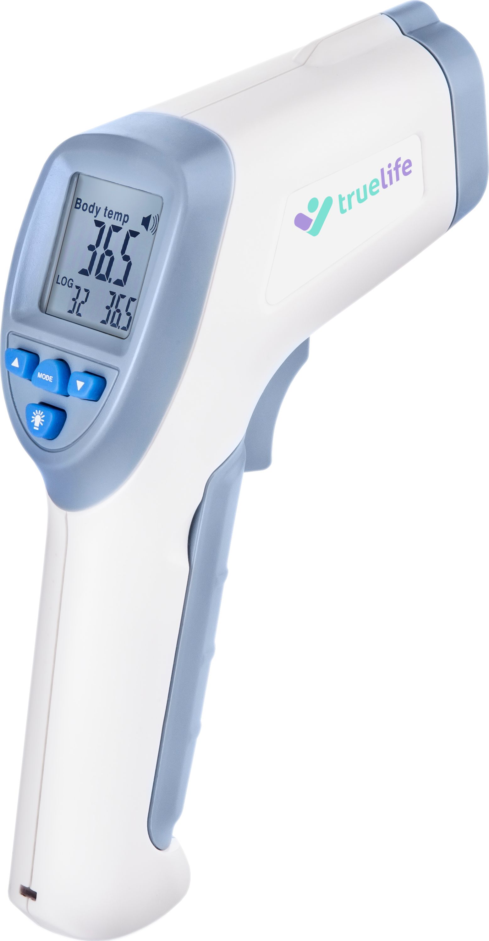 TrueLife CAREQ7BLU digital body thermometer Remote sensing thermometer Blue, White Universal Buttons termometrs