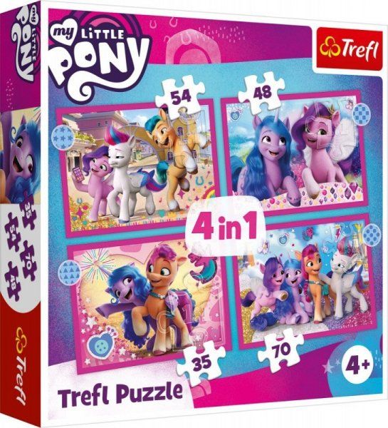 Trefl Puzzle 4w1 Kolorowe kucyki pony GXP-781460 (5900511343755) puzle, puzzle