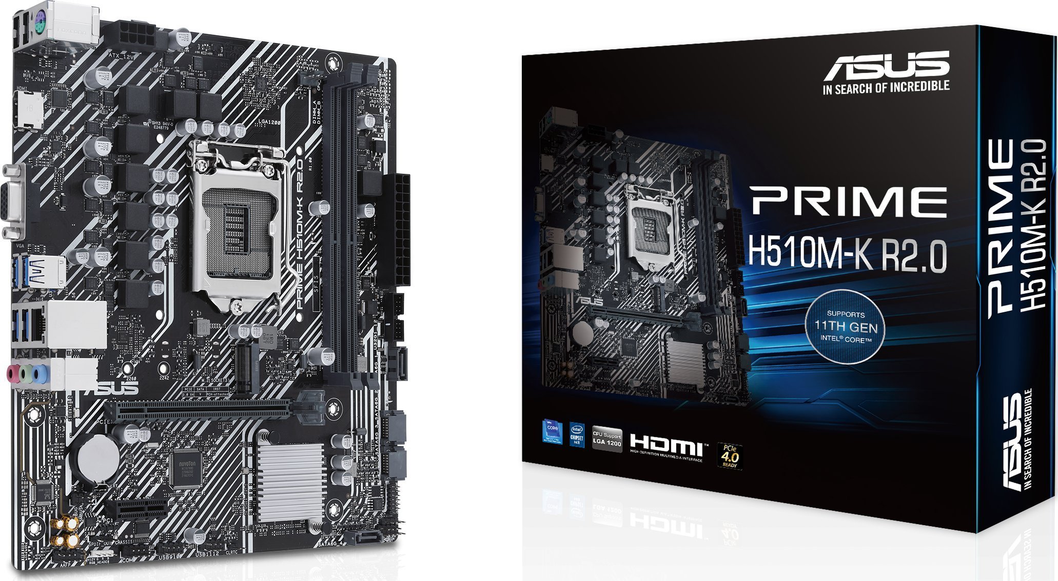 ASUS Prime H510M-K R2.0, Intel H510 Mainboard, LGA1200, DDR4 pamatplate, mātesplate