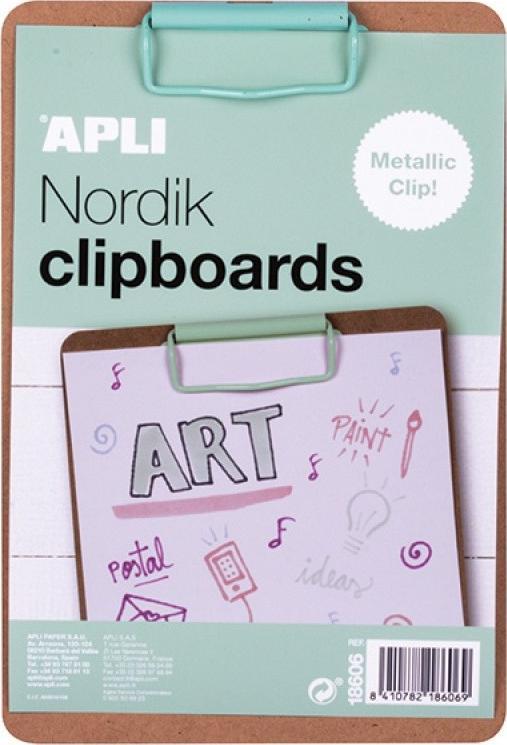 Apli Clipboard APLI Nordik, deska A5, drewniana, z metalowym klipsem, pastelowy zielony AP18606 (8410782186069)