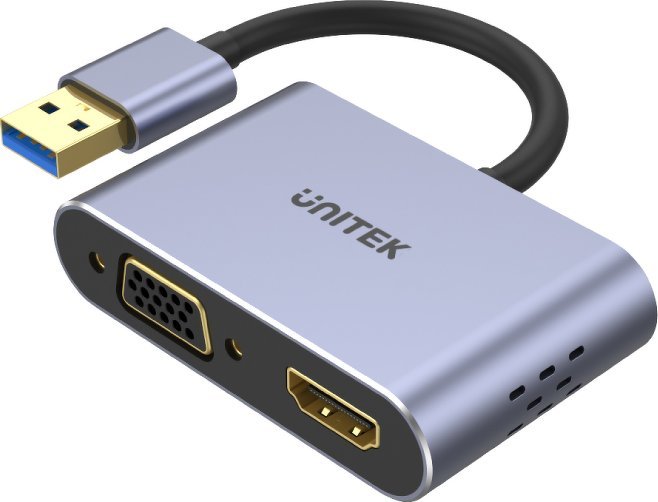 UNITEK ADAPTER USB-A - HDMI & VGA, FULLHD, M/F adapteris