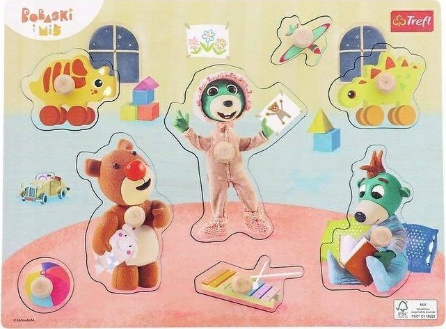 Trefl Puzzle drewniane dla dzieci PREMIUM Bobaski i Mis 023369 (5900511616293) bērnu rotaļlieta