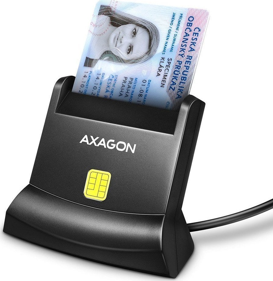Axagon Universal desktop USB contact Smart/ID card reader with long USB-A cable karšu lasītājs