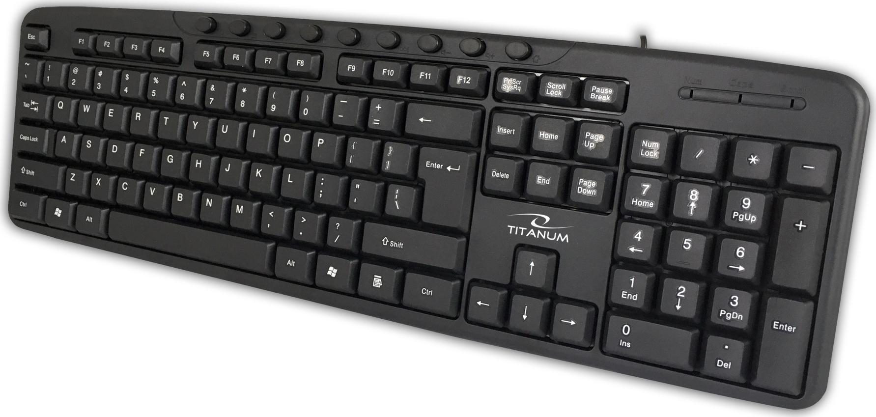 Titanum TK107 USB multimedia keyboard Black klaviatūra