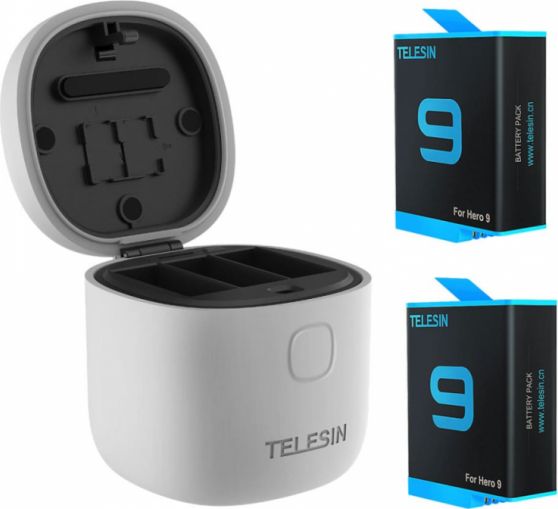 Telesin 3-slot waterproof charger Allin box for GoPro HERO10 + 2 batery (GP-BTR-905-GY) Sporta kameru aksesuāri