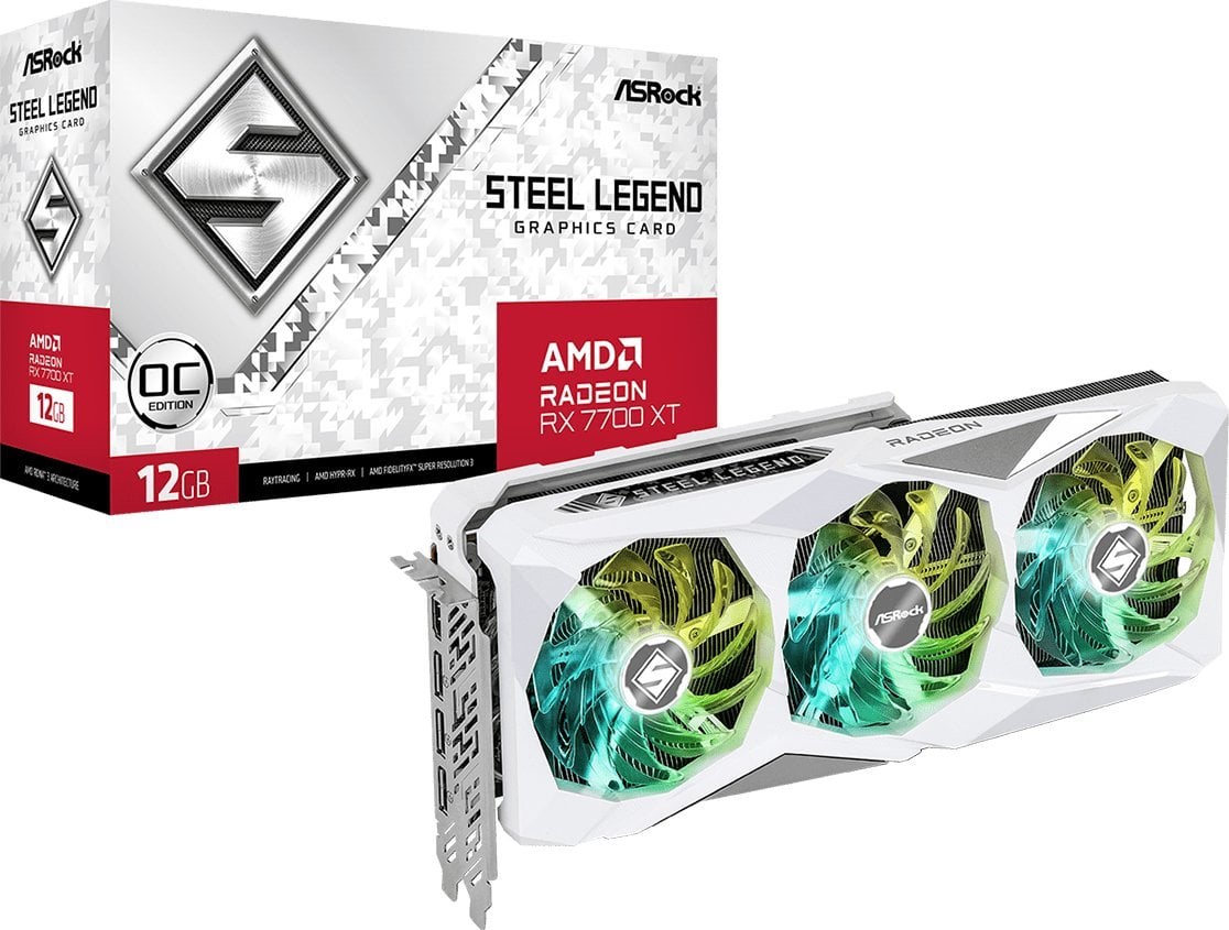 ASRock Radeon RX 7700 XT Steel Legend 12GB OC graphics card video karte