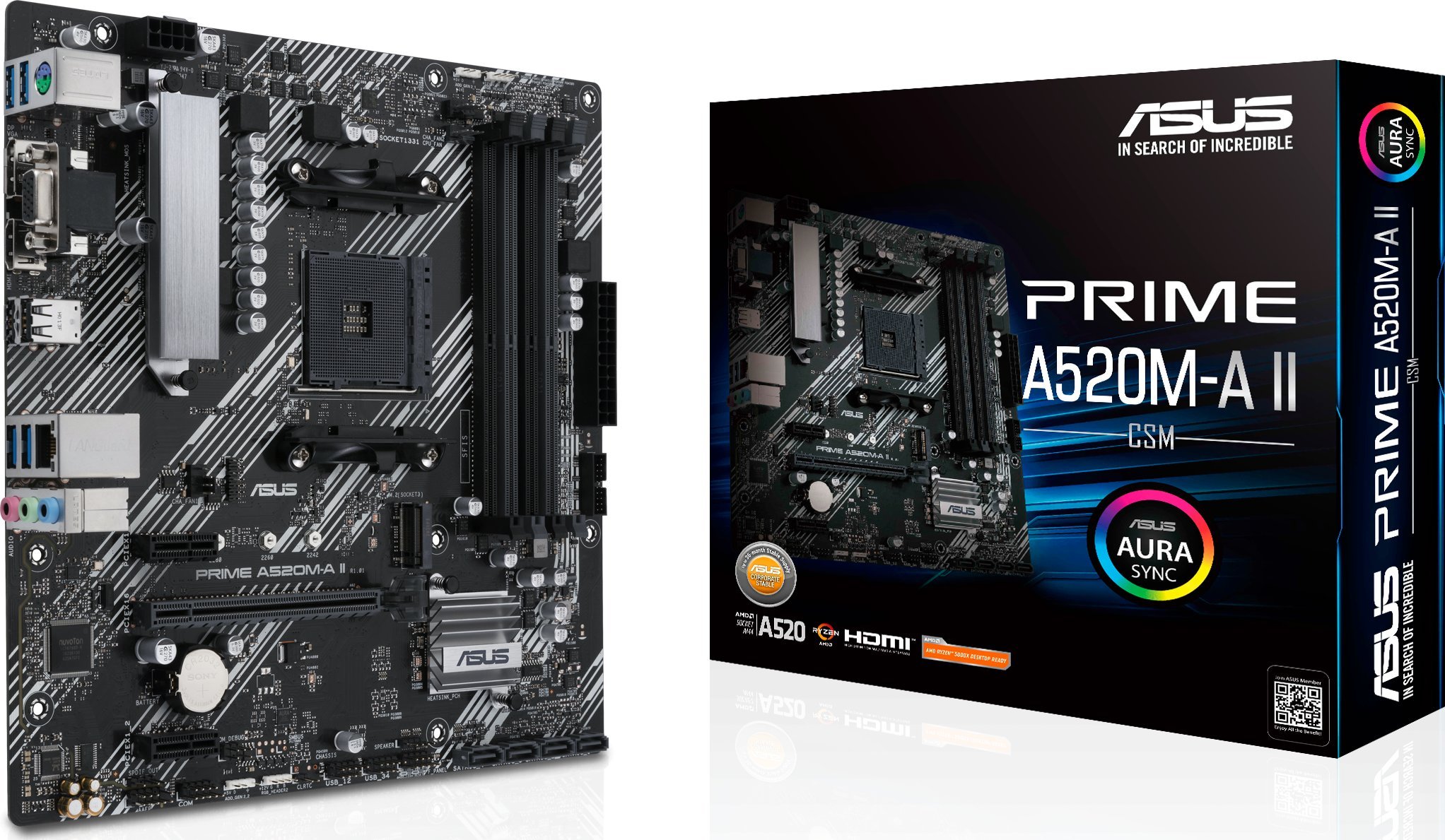 ASUS PRIME A520M-A II/CSM AMD A520 AM4 pamatplate, mātesplate