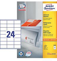 Avery Zweckform Etykiety Uniwersalne, Biale 70x35mm 100 arkuszy (3422) 3422 (4004182034224) uzlīmju printeris
