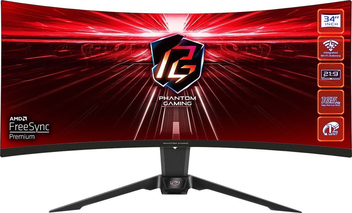 ASROCK 34" WQHD 165Hz monitor PG34WQ15R2B monitors