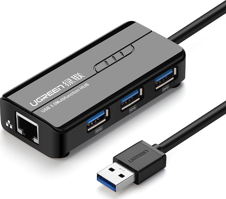 HUB USB Ugreen 1x RJ-45  + 3x USB-A 3.0 (20265) 20265 (6957303822652) USB centrmezgli