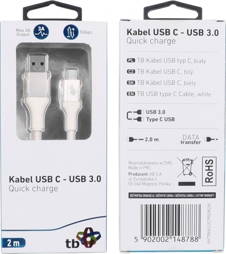 Kabel USB TB Print USB-A - USB-C 2 m Bialy (1_791106) 1_791106 (5902002148788) USB kabelis