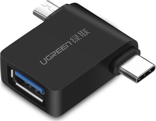 Adapter USB Ugreen microUSB - USB + USB-C Czarny  (30453) 30453 (6957303834532)