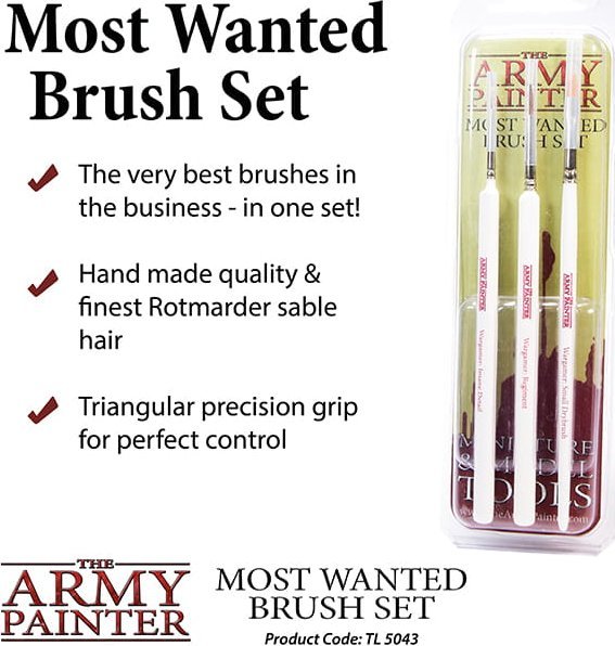 Army Painter Zestaw pedzli z naturalnego wlosia Most Wanted Brush Set 2000375 (5713799504301) Rotaļu auto un modeļi