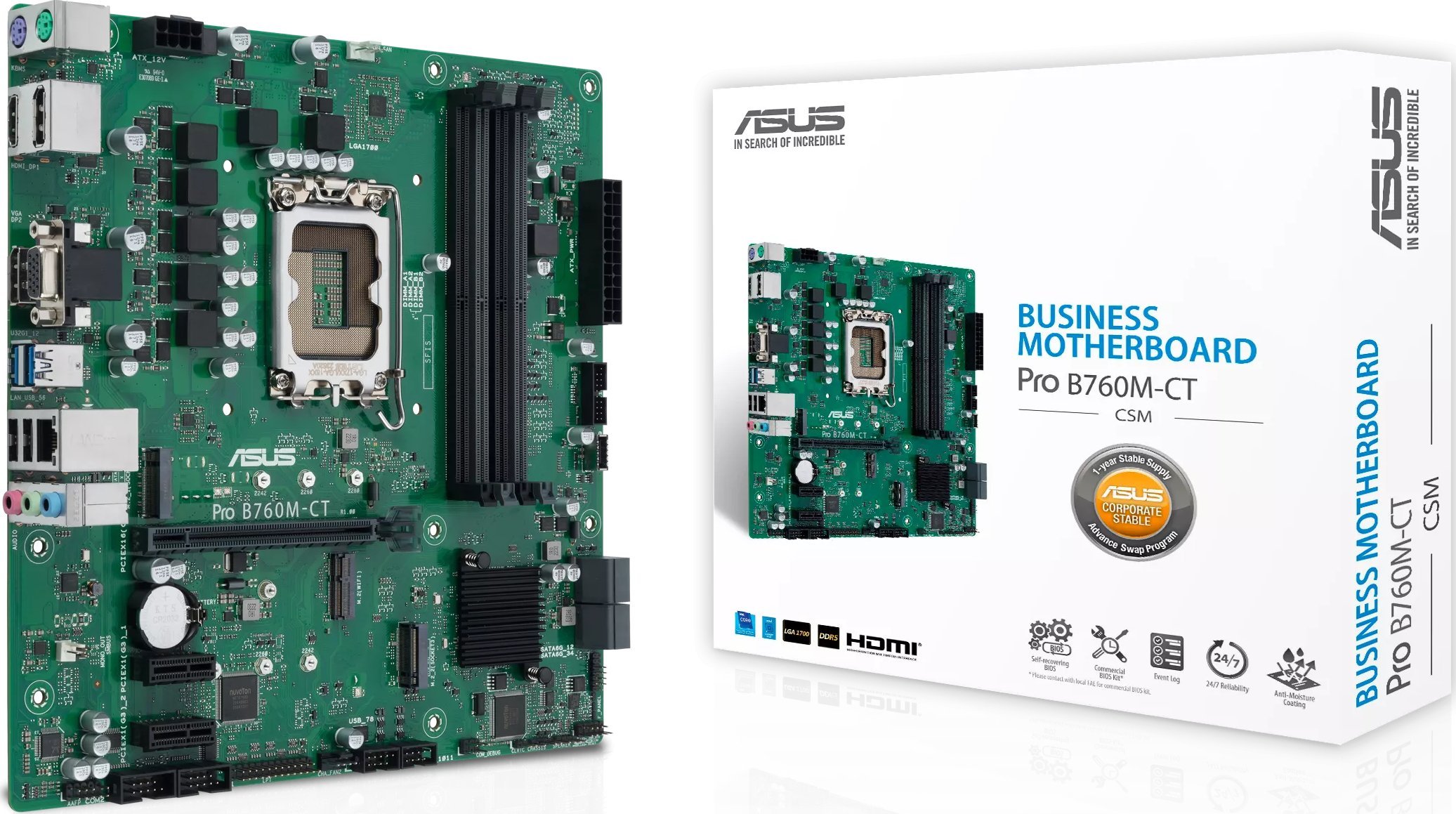 MB ASUS PRO B760M-CT-CSM              (INTEL,1700,DDR5,mATX) pamatplate, mātesplate