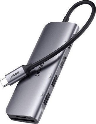 Stacja/replikator Ugreen CM195 USB-C do HDMI, 2x USB-A 3.0, SD/TF, PD 15214 (6941876212149) dock stacijas HDD adapteri