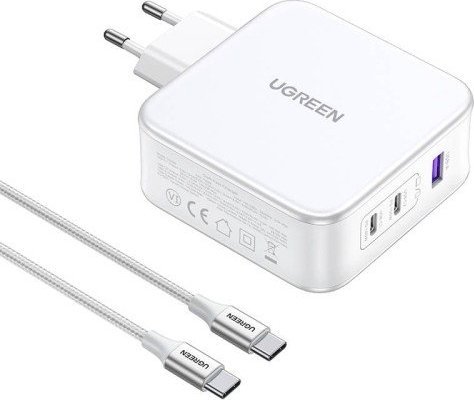 UGREEN Nexode USB-A+2*USB-C 140W GaN Fast Charger+USB-C Cable wht iekārtas lādētājs