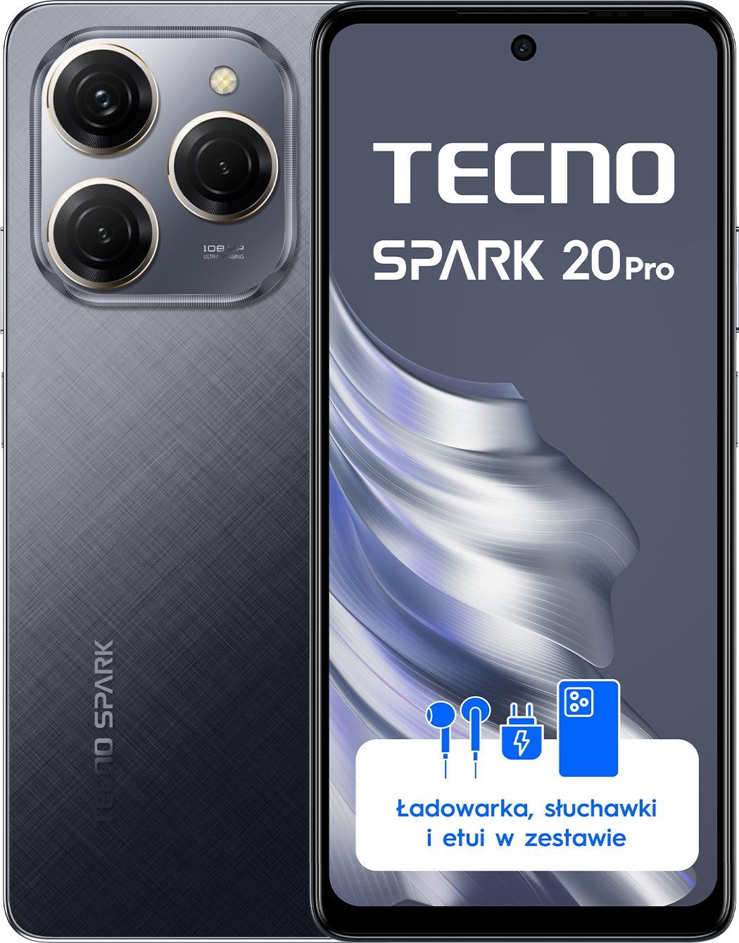 TECNO SPARK 20 Pro 8/256GB Moonlit Black Mobilais Telefons