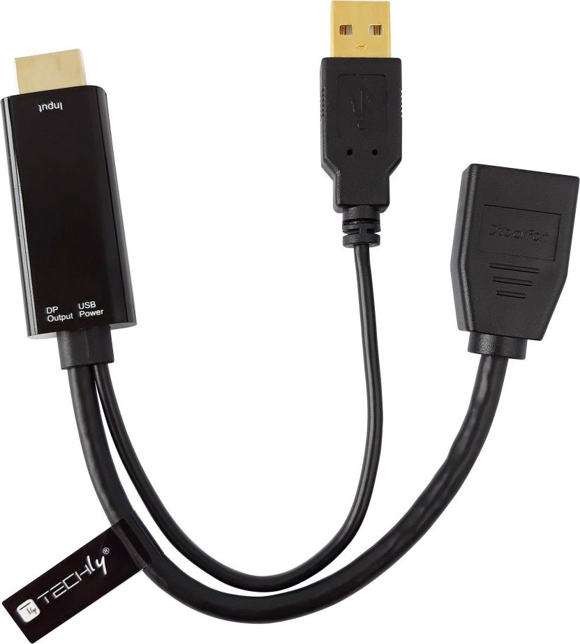 Adapter AV Techly HDMI - DisplayPort + USB-A czarny (ICOC HDMI-DP12A) ICOC HDMI-DP12A (8051128109542)