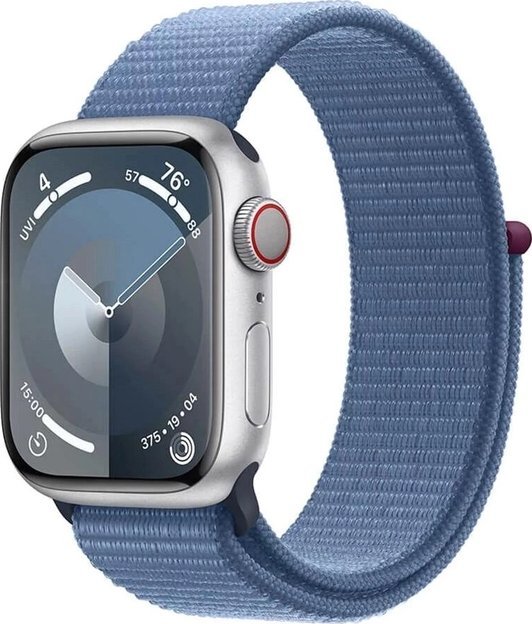 Smartwatch Apple Watch 9 GPS + Cellular 41mm  Silver Alu Sport Loop Niebieski  (MRHX3QP/A) MRHX3QP/A (195949022418) Viedais pulkstenis, smartwatch