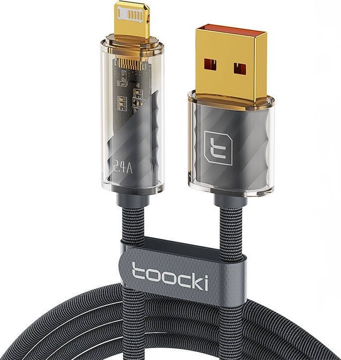 Kabel USB Toocki USB-A - Lightning 1 m Czarny (TXCLJDA03) USB kabelis