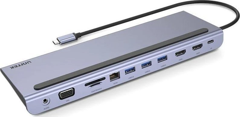 UNITEK HUB USB-C 11IN1, USB-C, RJ45, MST, 100W PD USB centrmezgli