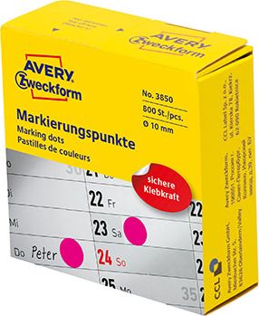 Avery Zweckform ETYKIETY ZF 3850 KOLKA DO ZAZNACZANIA 10 MM ROZOWE 381347a (4004182038505) uzlīmju printeris