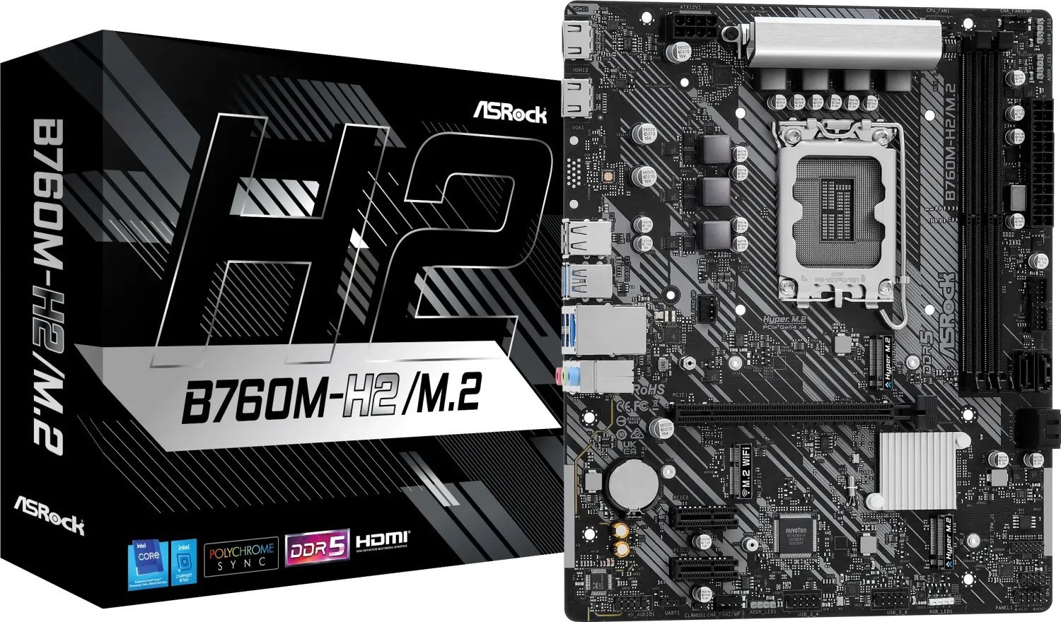 ASRock B760M-H2/M.2 motherboard pamatplate, mātesplate