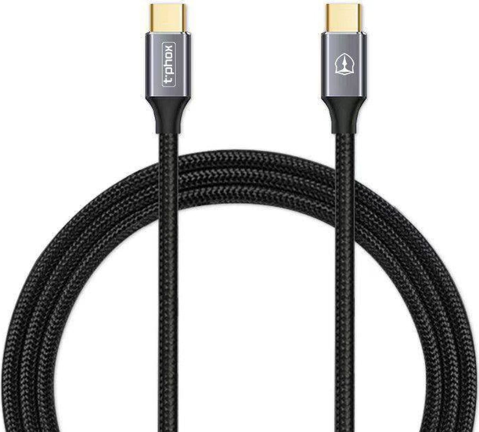 Kabel USB T-Phox USB-C - USB-C 1 m Czarny 12744646 (6974670441897) USB kabelis